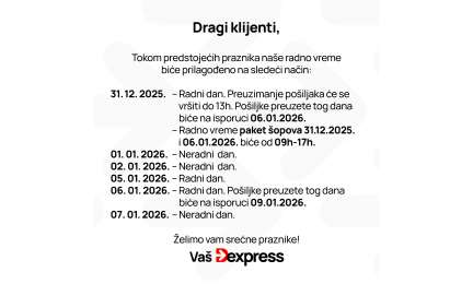 Radno vreme za novogodišnje i božićne praznike