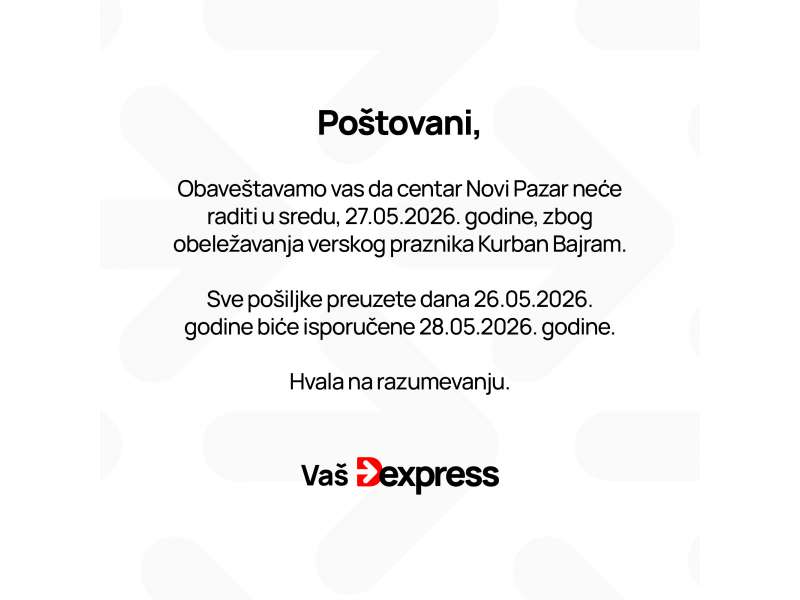 Obaveštenje o izmeni režima rada